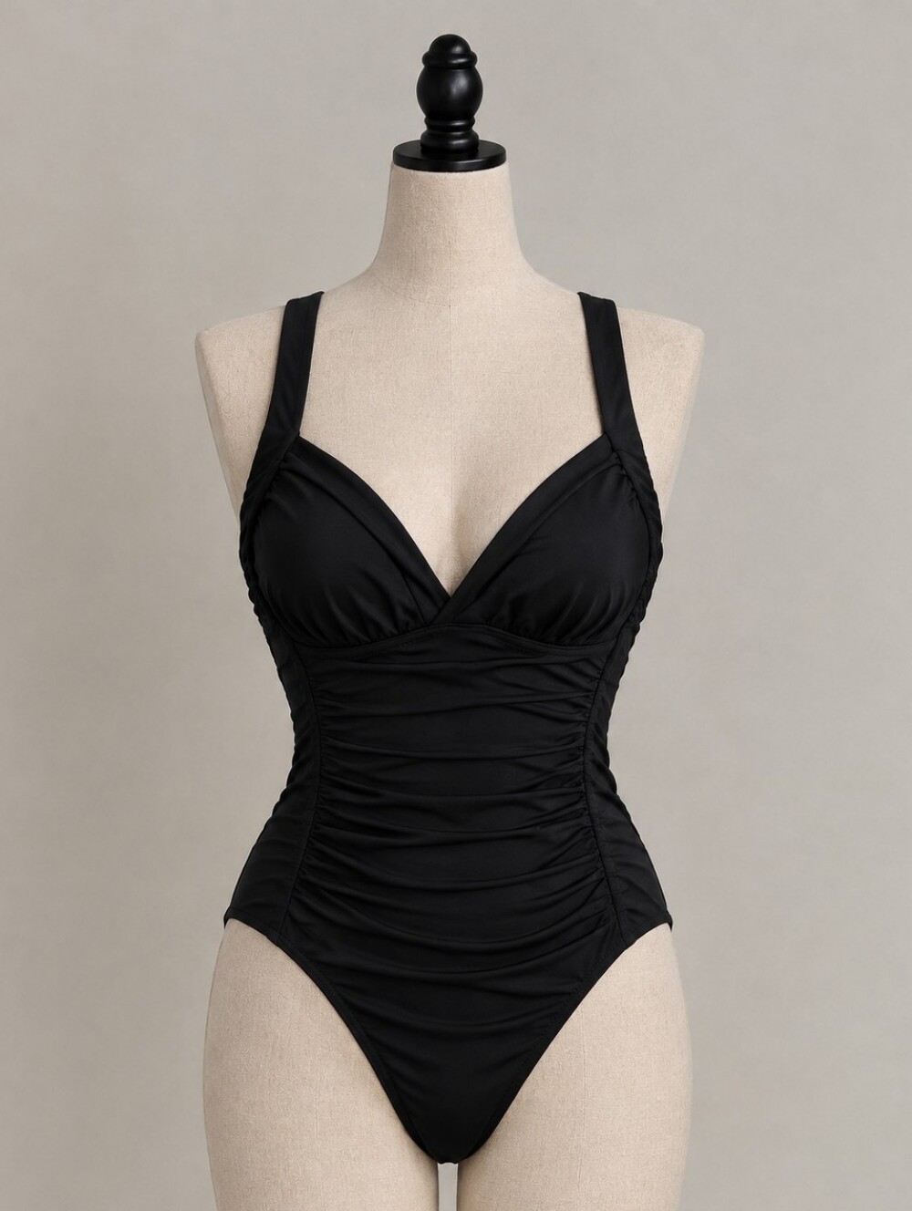 Black Women’s One-Piece Swimsuit - Classic Supportive Fit